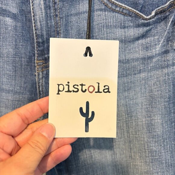 Pistola Audrey Distressed Denim Crop Jeans Santa Cruz - Picture 7 of 12